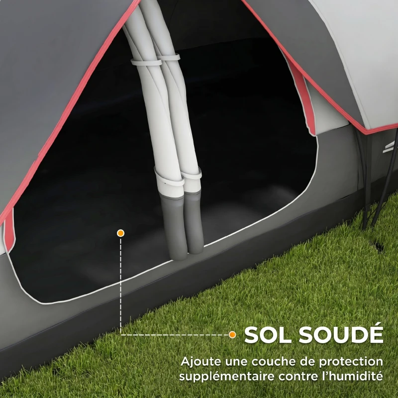 Outsunny Tente de camping familiale 6 pers. légère ventilée moustiquaire et sac de tranport inclus polyester gris foncé