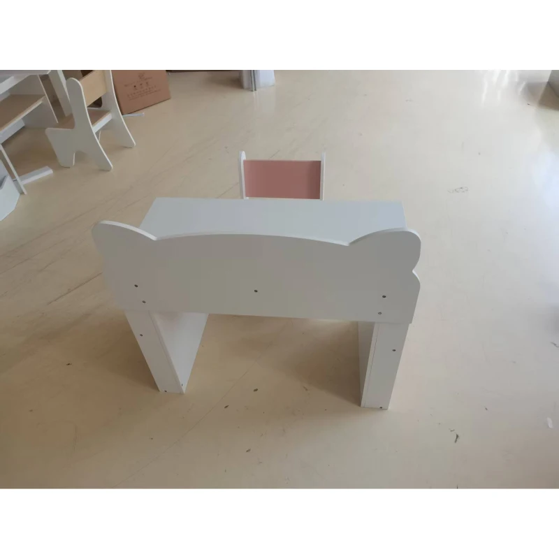 AIYAPLAY Conjunto Mesa Infantil com Cadeira Estante Lateral 3-8 Anos Gaveta Design com Orelhas de Raposa Branco