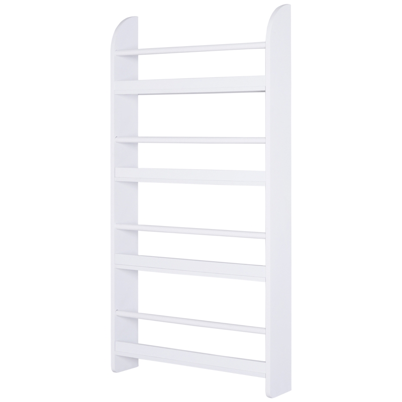 HOMCOM Bookcase, 4 Tier Wall Mounted Bookshelf, 15cm Depth Storage Shelving Rack for Bedroom Nursery Office Home, Accessories Supplies, White