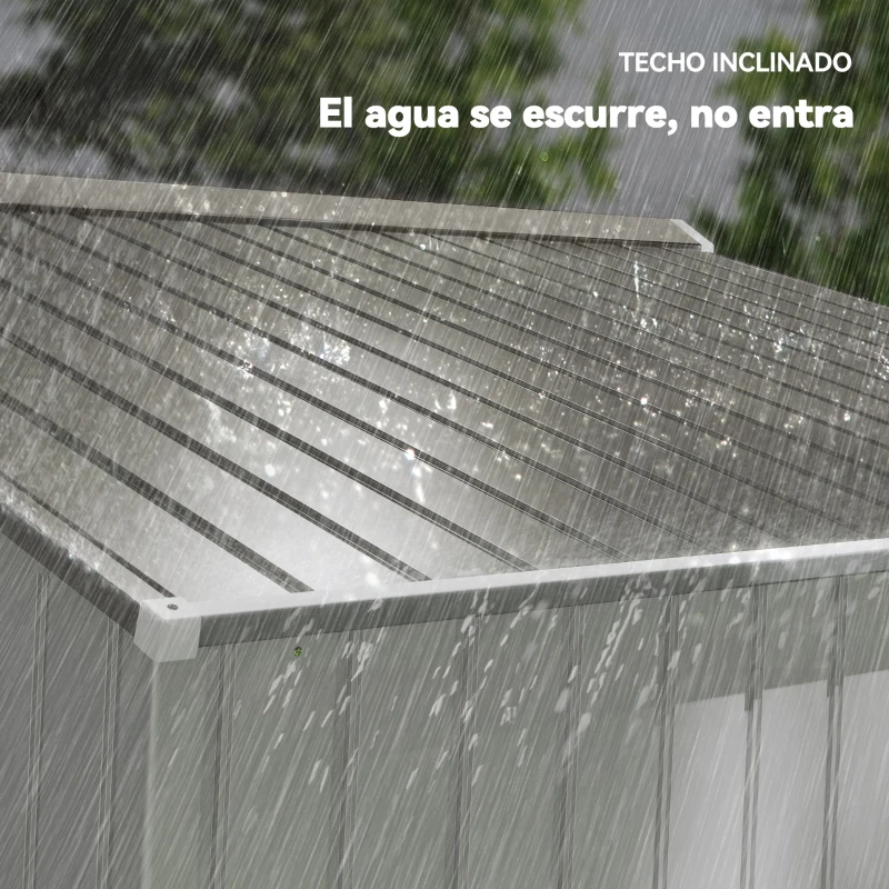 Outsunny Caseta de Jardín 277x195x192 cm Cobertizo de Exterior Metálico para Almacenamiento de Herramientas Plata y Gris