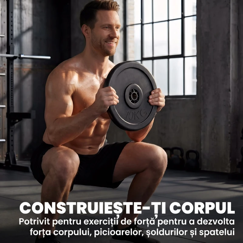 HOMCOM Set de Discuri de Greutăți pentru Antrenament, 5 kg și 10 kg, Negru