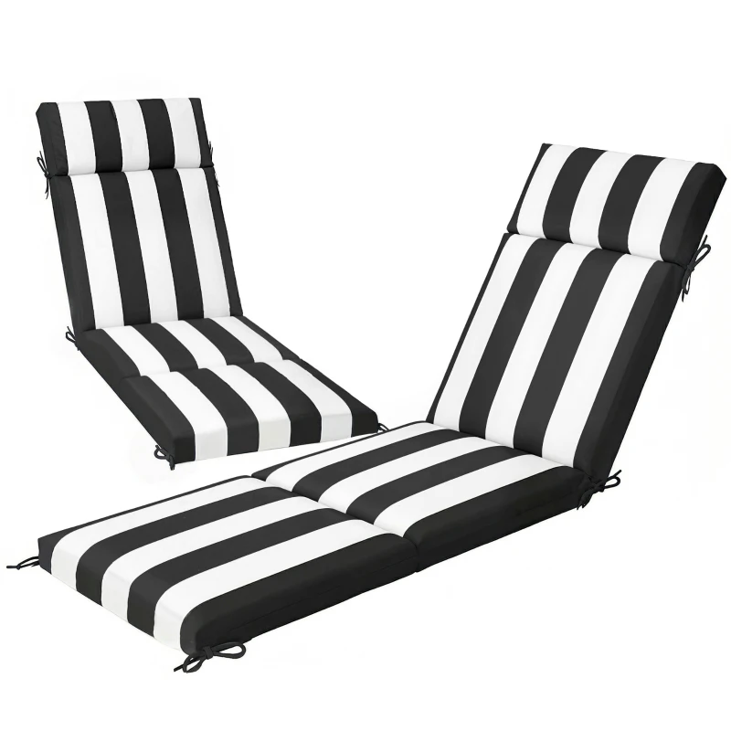 Outsunny Set de 2 Perne Șezlong Hidrofuge, 183x54cm, Alb,Negru
