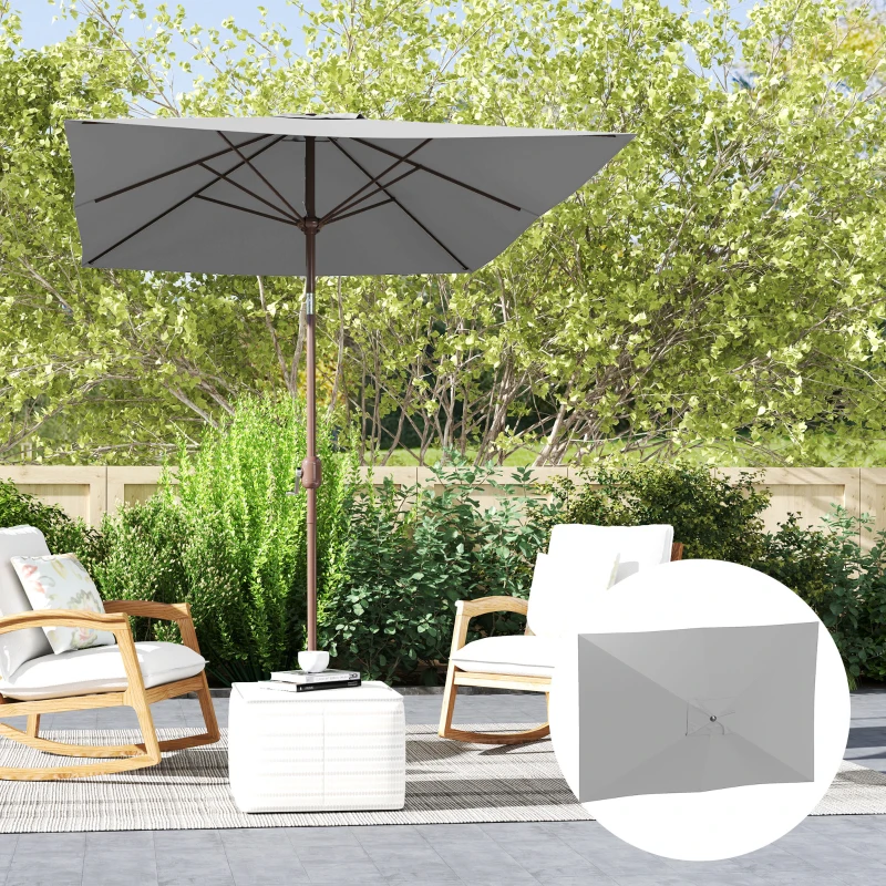 Outsunny Telo per Ombrellone Rettangolare 3x2 m con Presa d'Aria Superiore, in Poliestere 180 g/m², Grigio Chiaro