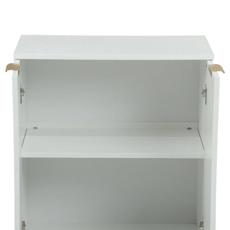 HOMCOM Buffet cuisine meuble de rangement avec 2 portes étagère réglable pieds métalliques surélevés 60 x 40 x 80 cm blanc
