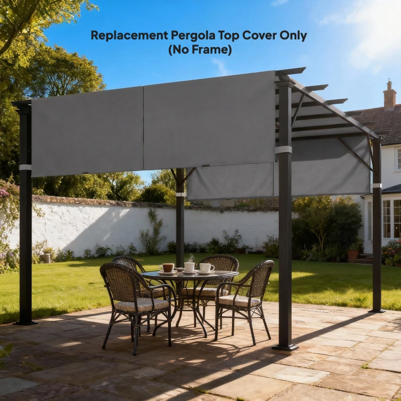 Outsunny 2 Pcs UV Protection Pergola Replacement Canopy, Pergola Shade Cover, Easy to Install, for 3 x 3(m) Pergola, Dark Grey