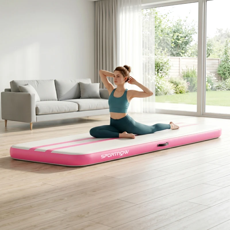 SPORTNOW Tappetino Gonfiabile per Ginnastica, 3,05 m con Pompa Elettrica e Borsa