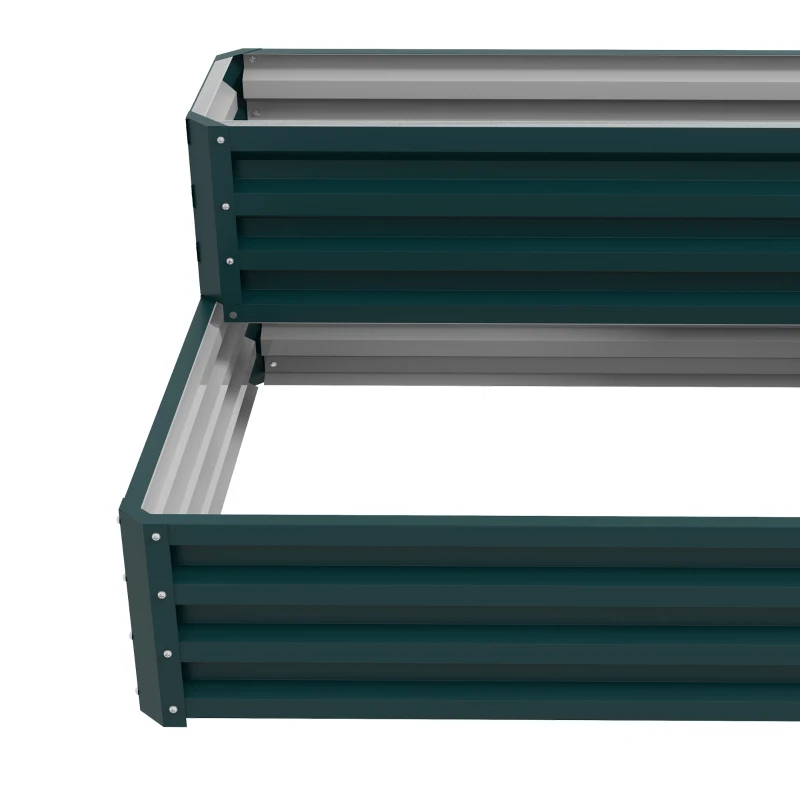 Outsunny Carré potager de jardin fond ouvert 2 étages pour herbes légumes fruits fleurs 120 x 101 x 58 cm vert