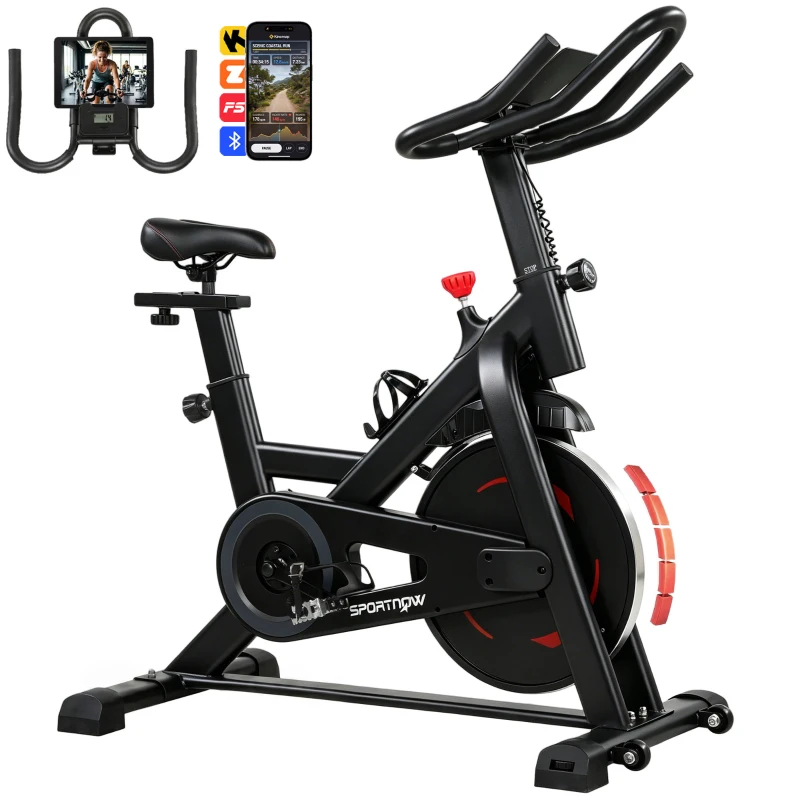 SPORTNOW Bicicletă pentru Acasă, Stativă cu Aplicație, Rezistență Magnetică 0-100%