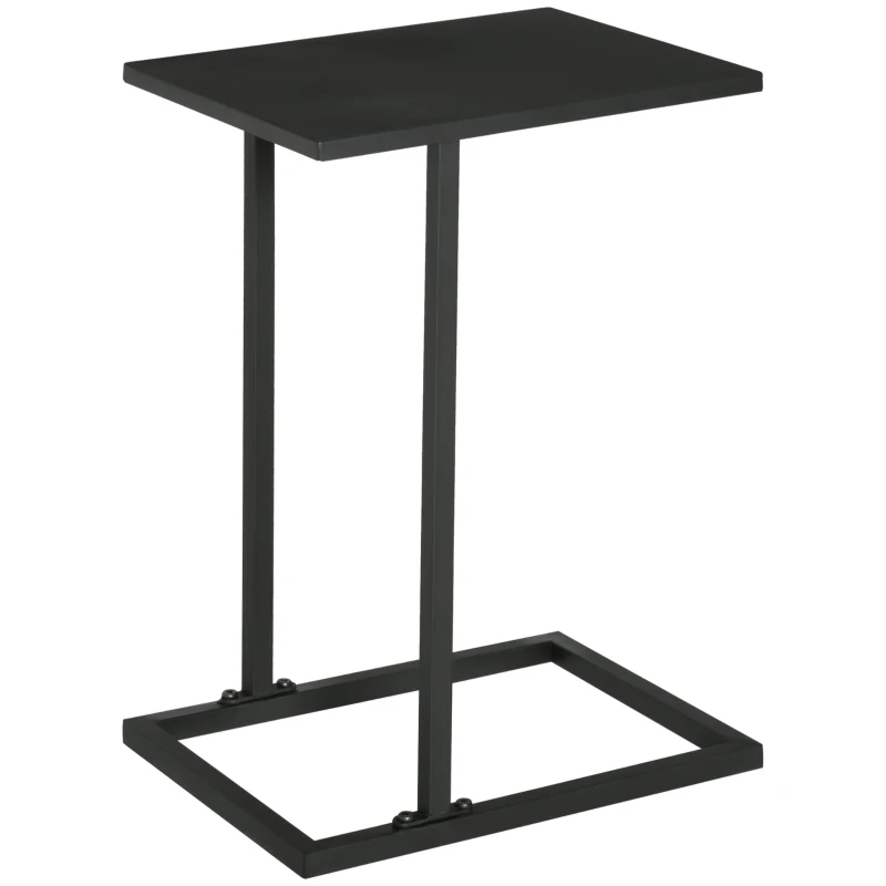 HOMCOM Table Basse Table d'appoint guéridon Bout de canapé intérieur extérieur métal époxy Noir