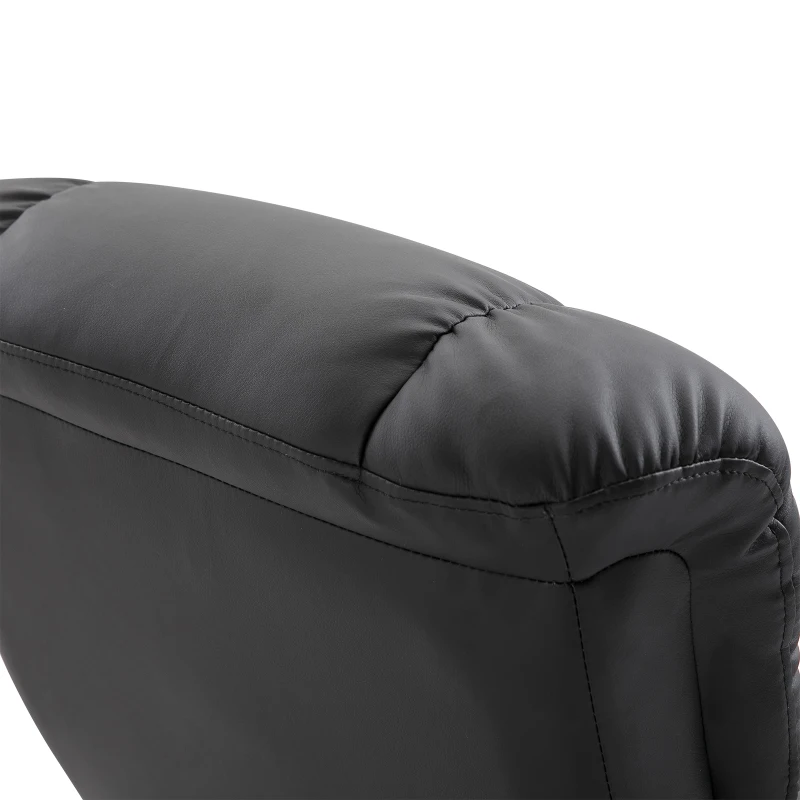HOMCOM Poltrona Relax com Pufe Poltrona de TV Giratória com Função de Massagem Reclinável Poltrona de Massagem com Controle Remoto Bolso Lateral Poltrona de Couro Sintético para Sala de Estar Preto