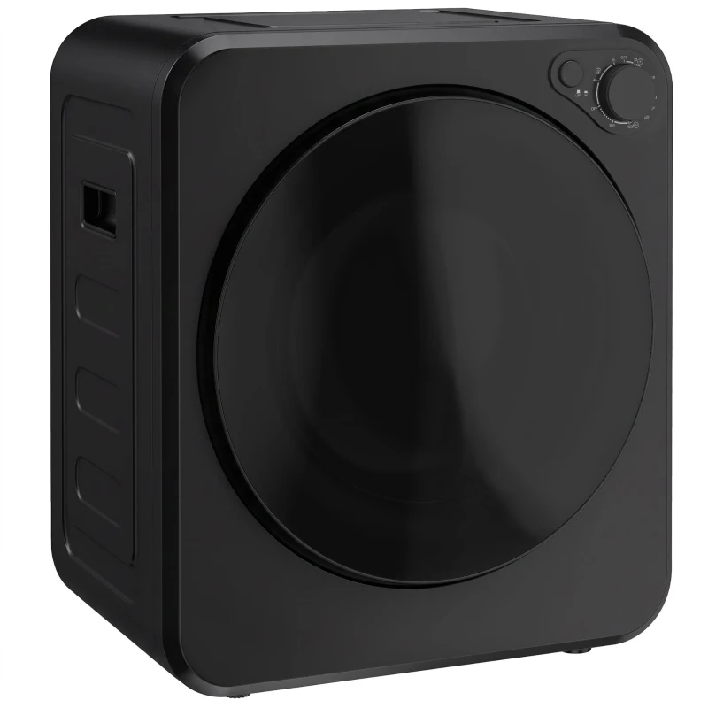 HOMCOM Mini Uscător Rufe Portabil 2,5Kg, 5 Programe, 800W, Încărcare Frontală, Negru
