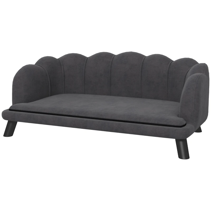 PawHut Canapé chien lit pour chien chat coquillage 98L x 60l x 35H cm coussin moelleux velours gris