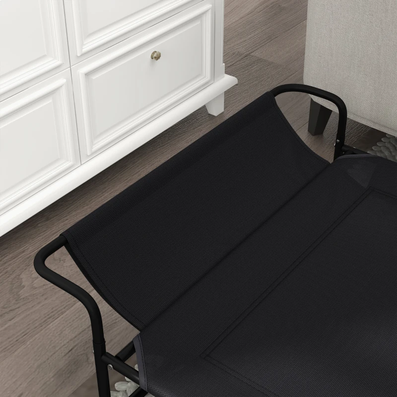 PawHut Lit surélevé pour chiens animaux de compagnie avec appui-tête tissu micro-perforé 106 x 81 x 33 cm noir