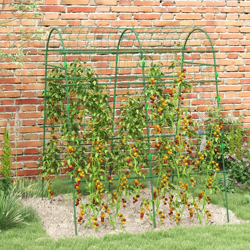 Outsunny Enrejado de Pepino 206 cm Enrejado de Jardín de Arco para Plantas Trepadoras al Aire Libre con Marco de Acero Verde