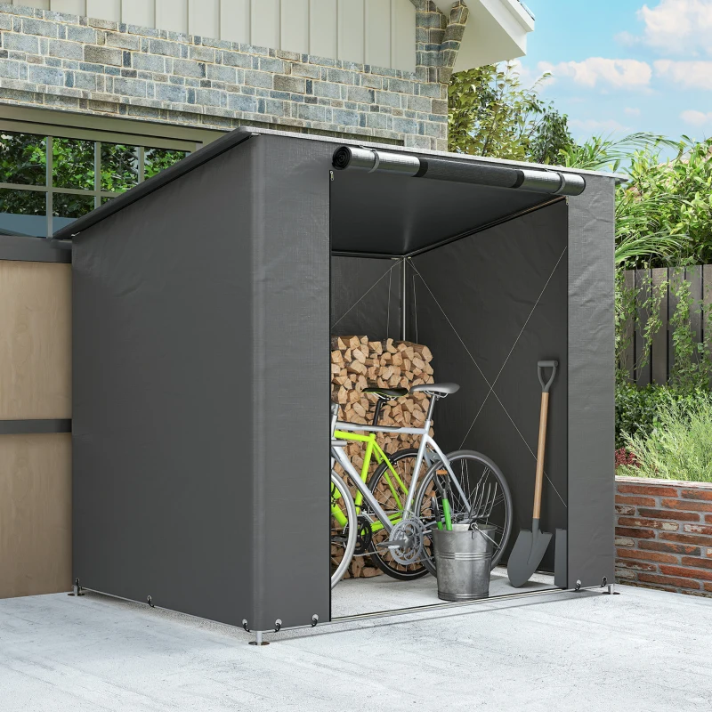 Outsunny Zeltgarage 1,9x1,2 m Wasserdicht Garagenzelt mit aufrollbarer Reißverschlusstür Belüftungsfenster Dunkelgrau