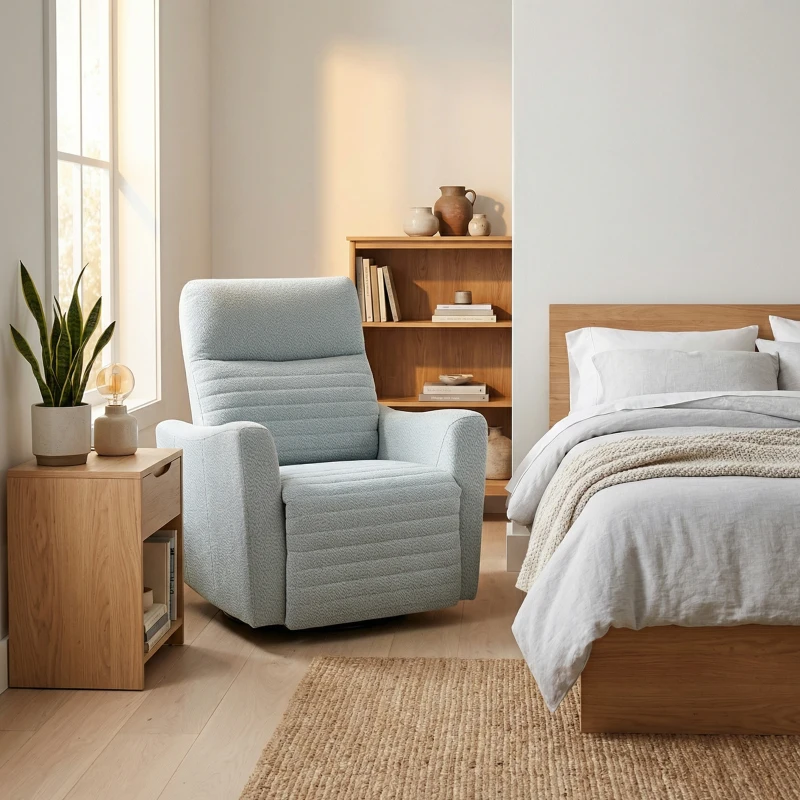 HOMCOM Fauteuil inclinable, fauteuil de relaxation avec repose-pieds, pivotant à 360°, basculant, 82 x 90,5 x 101 cm, gris-bleu(m-10)