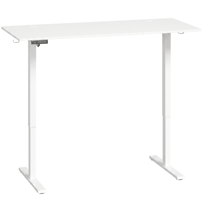 HOMCOM Standing Desk Memory Control Height Adjustable Desk 2 Cable Holes LED Display Sit Stand Desk White