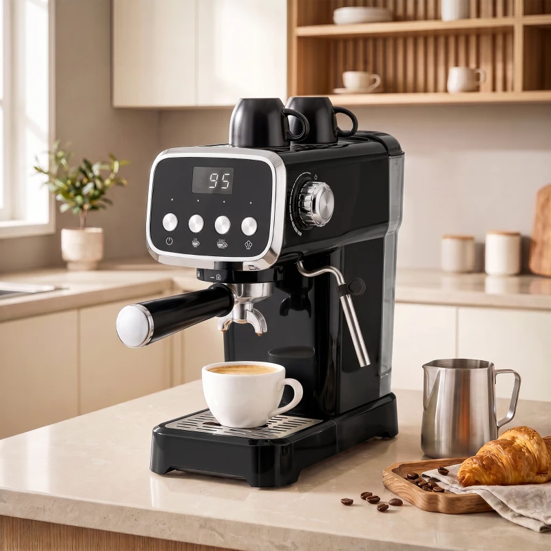 HOMCOM Espresso Machine, 20-Bar Cappuccino Coffee Maker with Frother Wand, 1.2 L Water Tank, Black