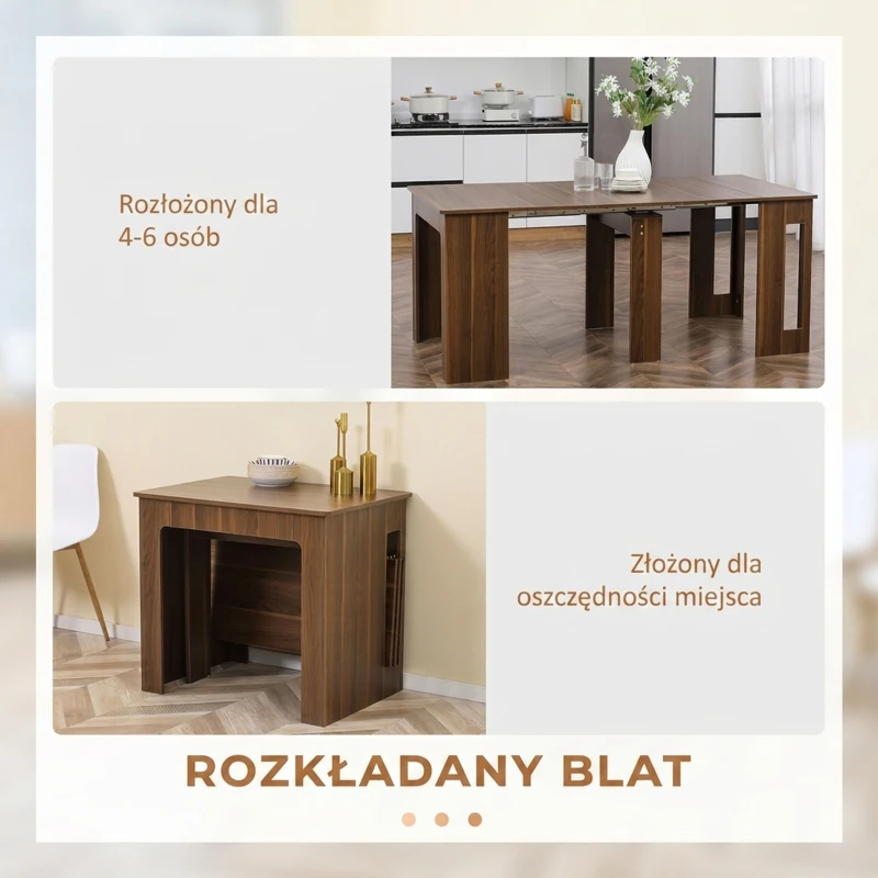 HOMCOM Stół jadalniany rozkładany stół jadalniany stoł Mobilny stół Nowoczesny design 180cm x 85cm x 75cm Biały