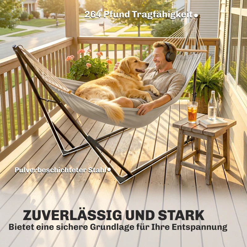 Outsunny Hängemattengestell für Hängematte verstellbar klappbar tragbar Hängemattenständer mit Tragetasche 290x78x100 cm Schwarz
