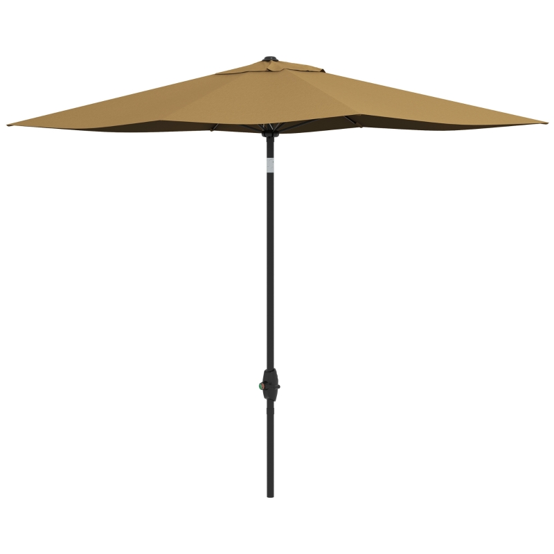 Outsunny Ombrellone da Giardino Rettangolare 3x2 m con Apertura a Manovella e Inclinabile, Caffè
