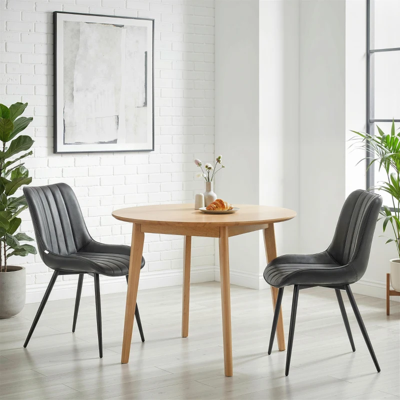 HOMCOM Lot de 2 chaises de salle à manger design moderne et capitonné pour salon, salle à manger, chambre à coucher, noir