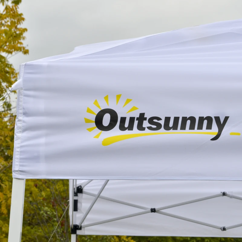 Outsunny Gazebo Pieghevole 6x3m, Richiudibile e Pop up da Giardino in Acciaio e Tessuto Bianco, per Eventi o Campeggio con Borsa da Viaggio