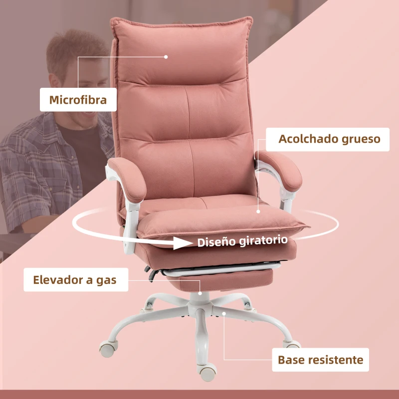 Vinsetto Silla de Masaje Reclinable con 6 Puntos de Masaje y 5 Modos con Función de Calefacción Ajustable 66x74x114-121,5 cm Rosa