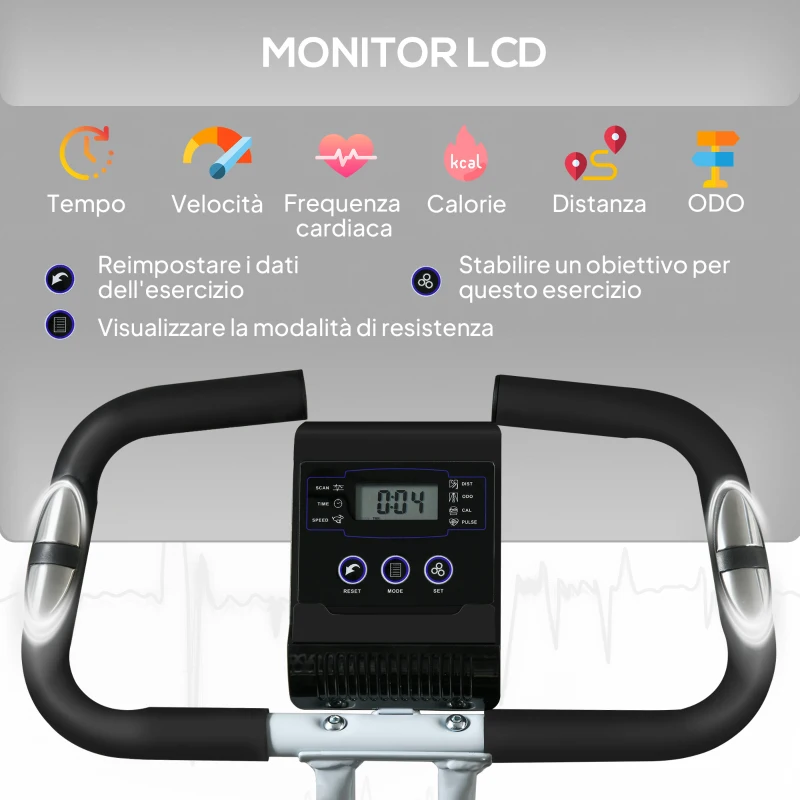 SPORTNOW Cyclette Magnetica Pieghevole a 8 Livelli di Resistenza con Seduta Regolabile, in Acciaio, 97x43x110 cm, Nero