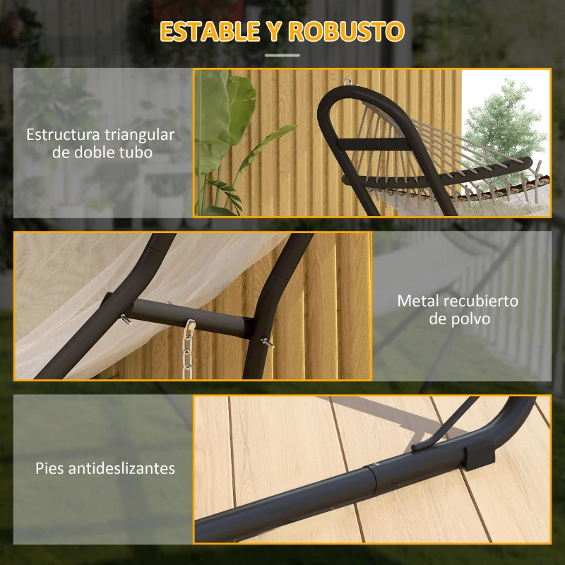 Outsunny Soporte para Hamaca Largo 278 cm Cadena Ajustable con Estructura de Acero para Hamacas de 2,75-4 m Carga 150 kg Negro