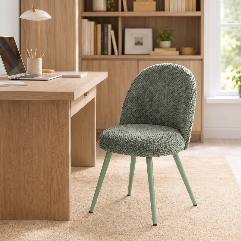 HOMCOM Juego de 2 Sillas de Comedor de Terciopelo con Asiento Acolchado Verde Oscuro