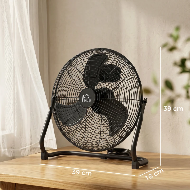 HOMCOM Ventilator für den Schreibtisch, Klimaanlage, 4 Geschwindigkeiten, drehbar, Schwarz