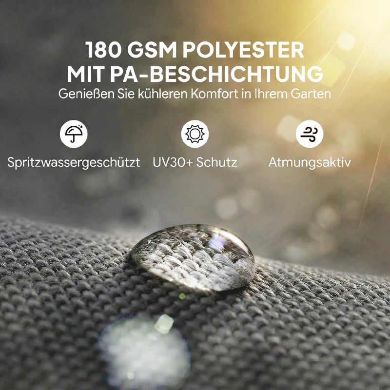 Outsunny Ersatzdach für Pergola mit UV-Schutz, Sonnensegel für Terrassenüberdachung für 3 x 3 m Pavillon, Dunkelgrau