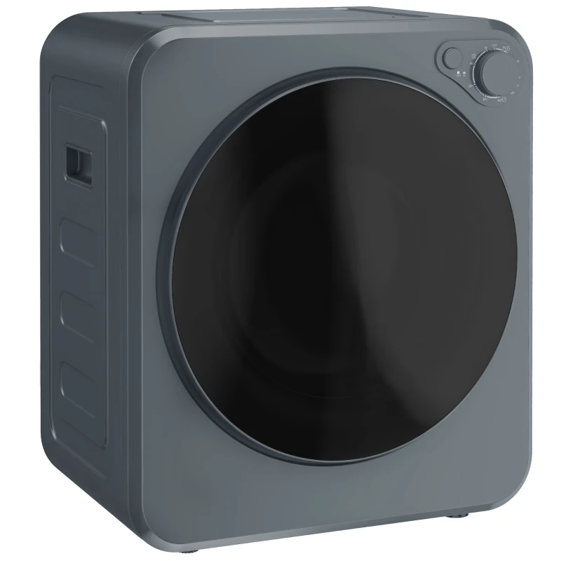 HOMCOM Mini Wäschetrockner 4 kg mit 5 Programme bis zu 60℃ 800W/400W Ablufttrockner mit Edelstahltrommel Grau