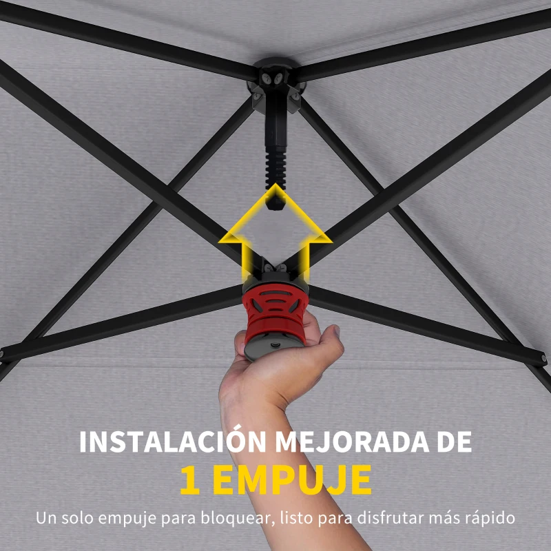 Outsunny Carpa Plegable 6x3 m Pop-up Altura Ajustable 3 Niveles UPF50+ Bloqueo Central Sacos de Arena Bolsa con Ruedas Plateado