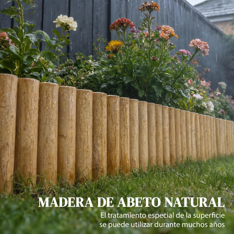 Outsunny Valla de Jardín de Madera Panel Decorativo Resistente y Fácil de Instalar para Patio Césped Camino 176x38 cm Natural