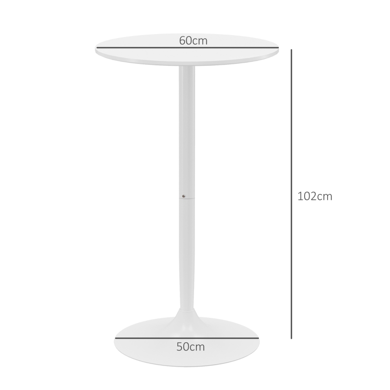HOMCOM Bartisch Stehtisch, Tisch für 2 Personen, 60 x 60 x 102 cm, Weiß
