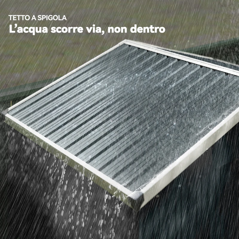 Outsunny Casetta da Giardino in Acciaio e Porta Scorrevole Grigio