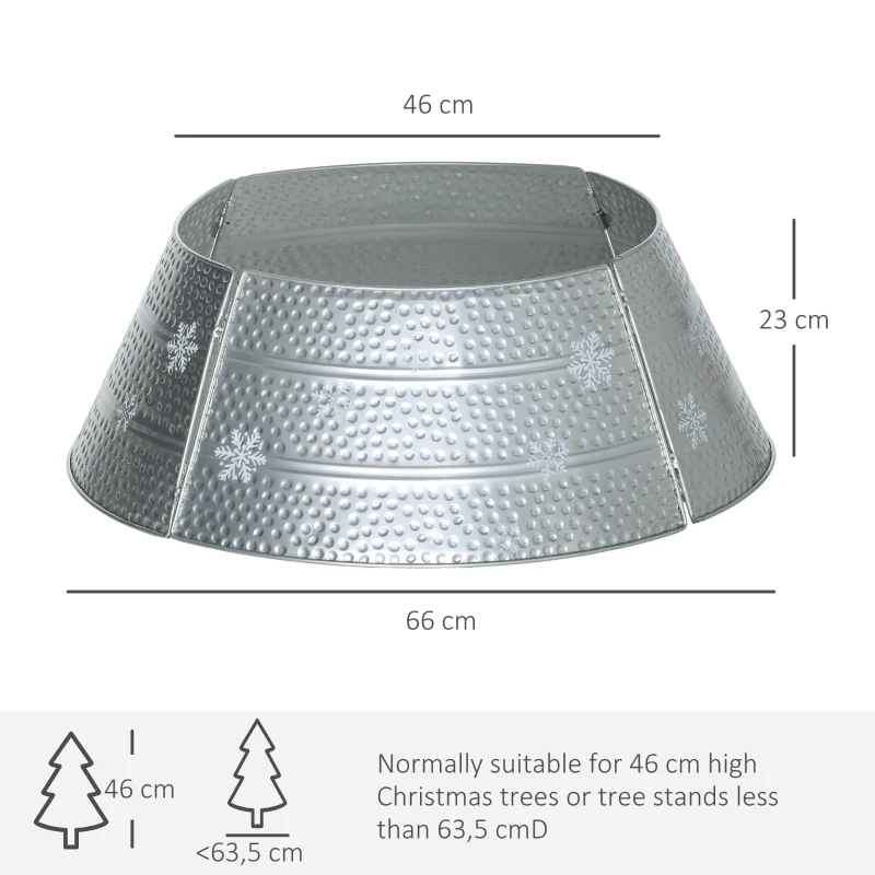 HOMCOM Falda para Árbol de Navidad de Metal Impermeable Decoración para para Fiestas Hogar 66x66x23 cm Plateado