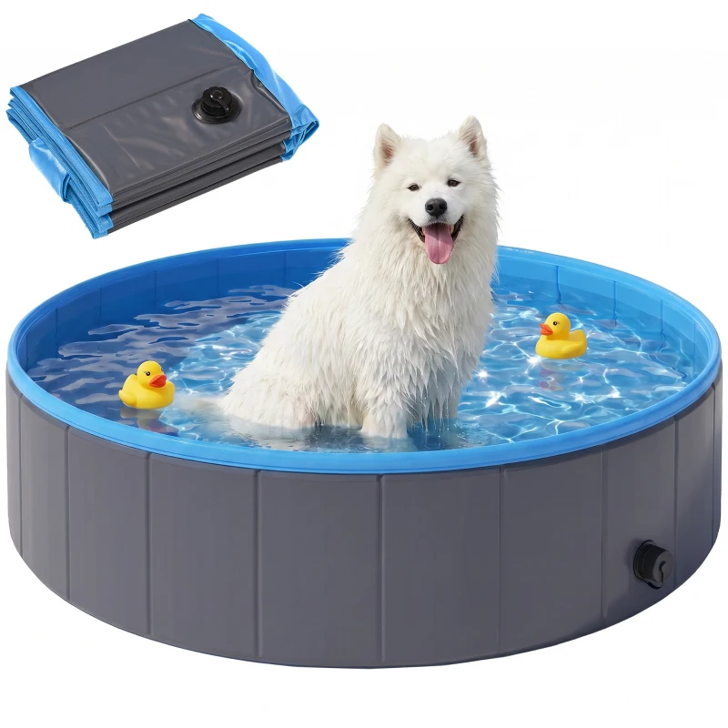 PawHut Faltbarer Hundepool für Große und Mittelgroße Hunde, mit Anti-Rutsch-Boden für Enten, Innen- und Außen, 120x30cm