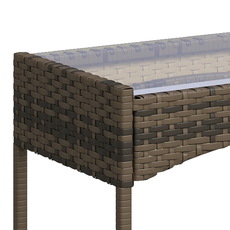 Outsunny 4 Piece Rattan Garden Furniture Sofa Set with Loveseat, Armchairs, Glass-Top Coffee Table and Cushions, Brown