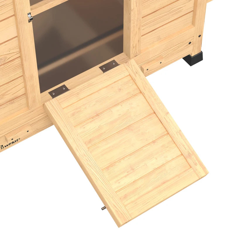 PawHut Poulailler en bois abri pour 2-4 poules toit ouvrant étanche & 2 pondoirs 150 x 100 x 96,5 cm jaune