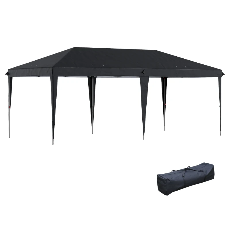 Outsunny 3 x 6 m Pop Up Gazebo - Foldable Canopy Tent with Height Adjustable Wedding Awning, Includes Carrying Bag, Black(m-22)