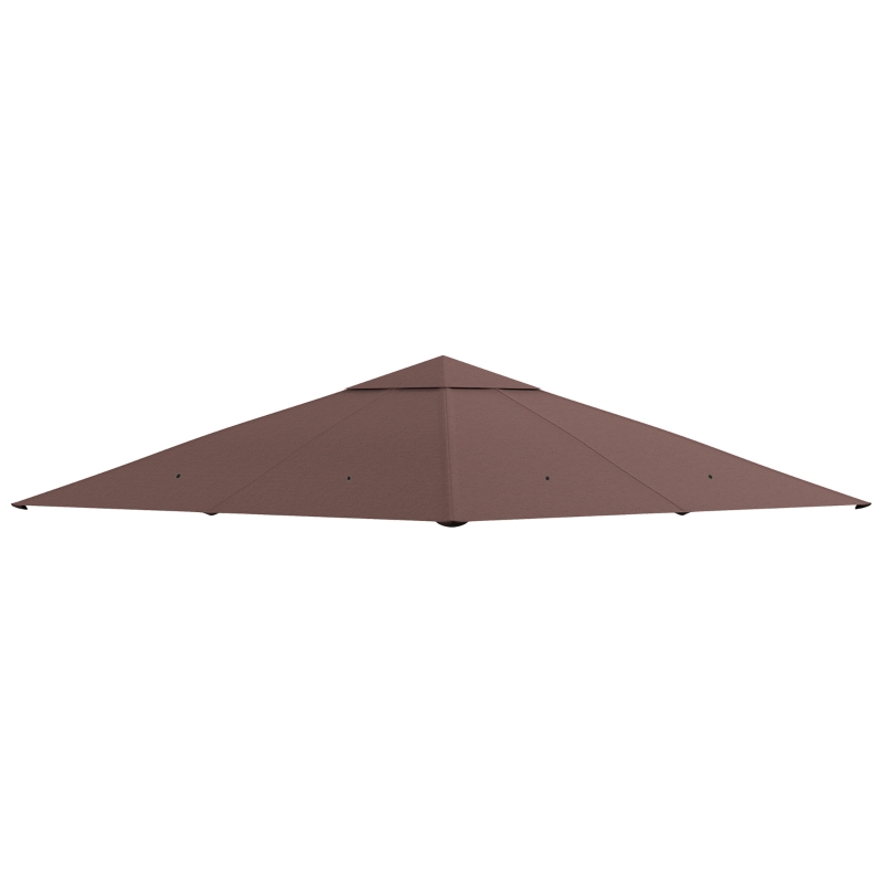 Outsunny Toile de rechange pour pavillon tonnelle tente toit de remplacement gazebo de jardin tissu polyester haute densité 180 g/m² anti-UV 3 x 3 m café
