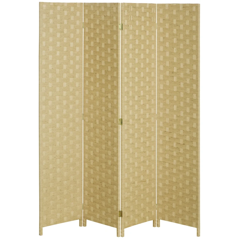 HOMCOM Paravent 4-teilig 159,5x169,5cm Raumteiler aus Wellenfaser für Wohnzimmer Braun