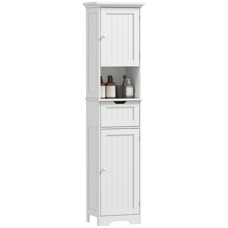 HOMCOM Slim Bathroom Storage Cabinet, with Sensor Lights - White