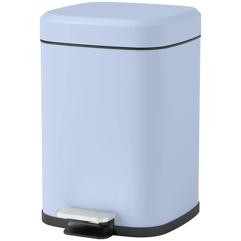 HOMCOM 12L Modern Boxy Metal Home Kitchen Bin - Light Blue