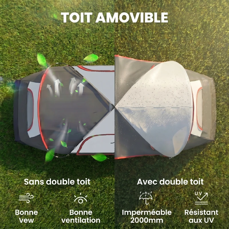Outsunny Tente de camping familiale 6 pers. légère ventilée moustiquaire et sac de tranport inclus polyester gris foncé