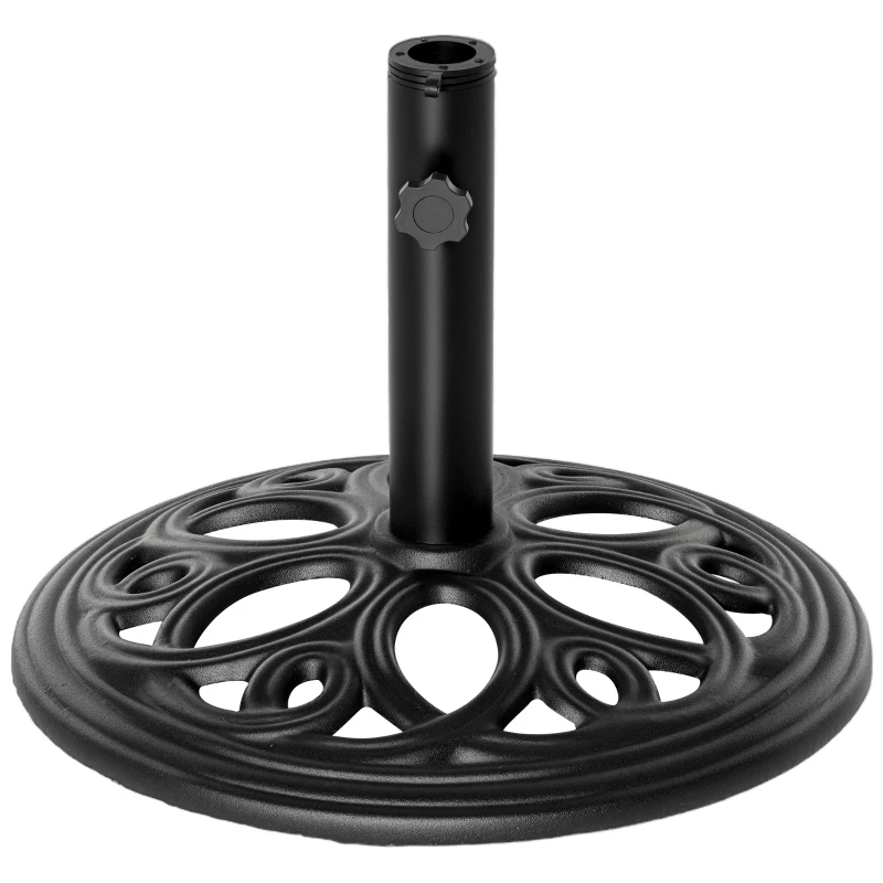 Outsunny Pied de parasol rond en fonte 11,5 kg, pour poteaux de Ø 38 et 48 mm, pour jardin patio terrasse, Ø 45 x 33,5 cm, noir