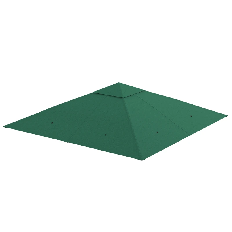 Outsunny Ersatzdach für Gartenpavillon, 8 Wasserabflusslöcher, einfache Montage, Polyester, grün, 2,98 x 2,98 m
